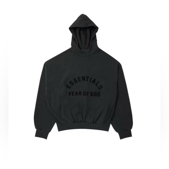 Fear of God Essentials Black Jet Black Hoodie Size Large NWT AUTHENTIC, … - Picture 1 of 12